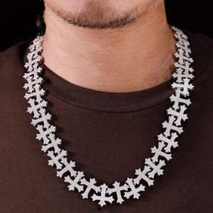 Luxury <b>Cross</b> Link <b>Chain</b> Necklace VVS Moissanite Diamond Hip Hop Jewelry for Men Unisex Statement Premium Style Iced - Product Image 1