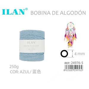 Cordón de Algodón Ilan, 4mm, Azul Claro, 250g, para Hacer Atrapasueños - Product Image 3
