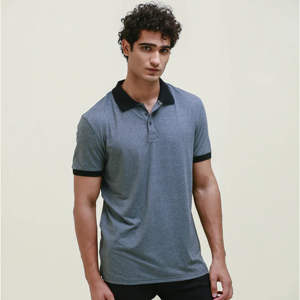 Camisa Polo Azul para Hombre, Diseño de Cuello en Contraste, Algodón Transpirable, Informal, Manga Corta, para Golf, Tenis, Verano - Product Image 6
