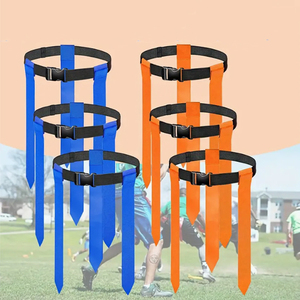 Cinturones Ajustables con Banderas de Equipo Rojas y Amarillas con Parches de Velcro para Equipamiento de Entrenamiento Deportivo - Product Image 1