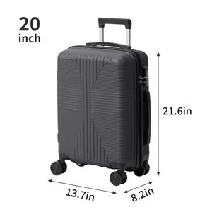 Set di Valigie Trolley 3-in-1 con Serratura Personalizzata Non-TSA, Grigio Scuro, 20, 24, 28 Pollici, in PP - Product Image 3