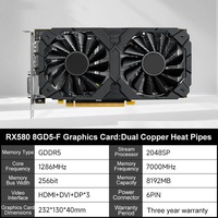 Carte graphique RX 580 pour ordinateur de bureau, 8 Go GDDR5 PCIe, double ventilateur, DisplayPort