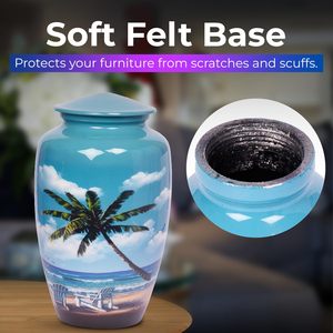 Beach Blue Cremation Urn for Human Ashes Handcrafted Adult Funeral Urn with Elegant Ocean-Inspired Finished Secure <b>Memorial</b> - Product Image 6