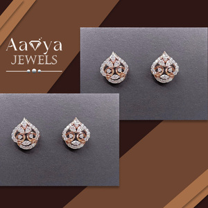 Boucles d'oreilles en diamant, or blanc, boucles d'oreilles pendantes en diamant pour femmes, look élégant, acheter directement auprès d'un fournisseur de confiance - Product Image 1