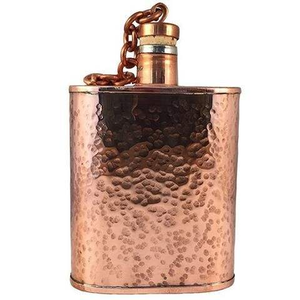 Petaca de cobre martillada a mano con cadena, a prueba de fugas, ecológica, para camping, estilo vintage, botella portátil para licor, ideal para regalo. - Product Image 3