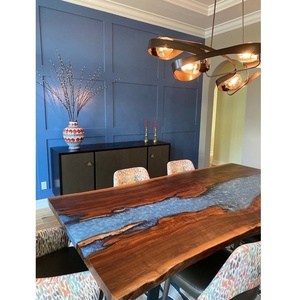 New Design Black <b>Epoxy</b> Resin River Handmade Wooden <b>Table</b> <b>Top</b> Customized Living Room Decorative Dining <b>Table</b> <b>Top</b> - Product Image 5