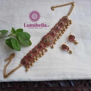 Kemp Luxury Gold-Plated Zircon & Pearl Bridal Wedding Jewelry Set with Oxidized Polish - Product Image 1