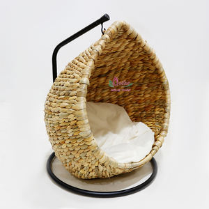 Casa de mascotas ecológica y acogedora con jacinto de agua con cojín suave, cómoda cama colgante para mascotas - Product Image 5