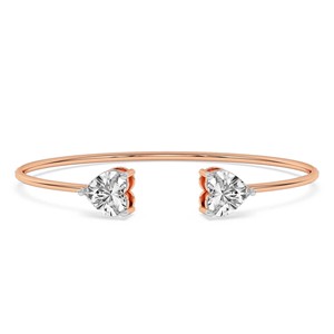 Brazalete de Oro Rosa de 14 Quilates con Diamantes de Laboratorio en Forma de Corazón Amoura (1 Ct.) Tw. Brazalete Abierto Unisex para Regalo de Boda - Product Image 1
