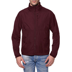Mens Burgundy Windbreaker <b>Jacket</b> <b>Lightweight</b> Full Zip Outdoor <b>Casual</b> Windproof <b>Jacket</b> with Stand Collar Front Pockets and Long - Product Image 4