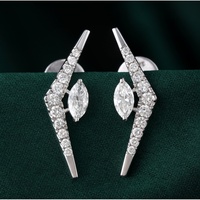 Boucles d'oreilles pendantes en diamant de laboratoire taille marquise et rond de 0,94 carat, en or blanc 14K, clarté VVS1, style chandelier à griffes