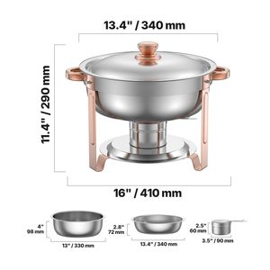 Set da 4 Pezzi: Scaldavivande/Chafing Dish in Acciaio Inossidabile da 5 Qt con 4 Pentole Grandi, Scaldavivande con Coperchio, Stoviglie per Buffet e Decorazioni per Feste - Product Image 6
