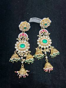 Vintage Gold Plated Sterling Silver Claw Setting Drop <b>Chandelier</b> Earrings Brilliant Cut Moissanite Flower Design Women Wedding - Product Image 3