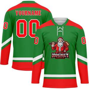 2025 maillot de Hockey de noël personnalisé père noël hockey sur glace pratique uniforme Polyester tenue d'entraînement sportif pour hommes femmes - Product Image 1