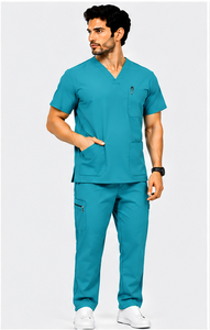 new 2 piece jogger scrub <b>set</b> for men breathable spandex <b>doctor</b> nurse hospital medical uniform logo comfortable durable - Product Image 4