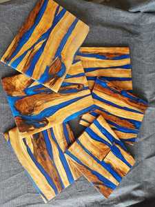 Luxury Wooden <b>Walnut</b> Epoxy Coasters Set for <b>Coffee</b> <b>Table</b> Natural <b>Walnut</b> Wood Epoxy Resin <b>Table</b> Coasters for Home - Product Image 4