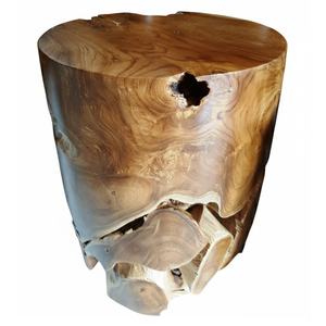 Taburete Otomano Minimalista Artístico para el Hogar, Robusto, de Madera de Teca Exótica, Diseño Artesanal Moderno, Bloque de Madera Hecho a Mano, Estilo Antiguo para Sala de Estar - Product Image 1