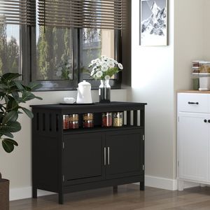 Buffet vintage fait main en noir avec étagères réglables, portes magnétiques, poignée métallique, style farmhouse, armoire de salle à manger ou de cuisine - Product Image 2