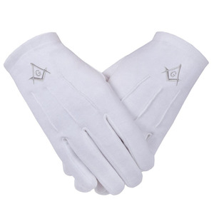 Gants maçonniques en coton blanc avec broderie couronne et croix, longueur poignet, respirants, décontractés, pour le printemps et l'automne - Product Image 4