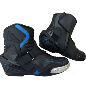 Bottes en cuir montantes respirantes à bout rond et semelle en cachemire chaudes, à lacets, pour l'aventure en plein air et les équipes de moto - Product Image 2