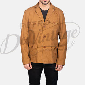 เสื้อแจ็คเก็ตซาฟารีผ้าฝ้ายสีน้ำตาลมัสตาร์ดสำหรับผู้ชาย พรีเมียม น้ำหนักเบา มีกระเป๋า 4 ช่อง เสื้อคลุมลำลองสำหรับฤดูร้อน ติดกระดุม เสื้อโค้ทอเนกประสงค์ - Product Image 3
