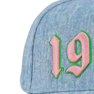 AKA Light Denim 1908 Snapback <b>Hat</b> Light Blue Denim Color Embroidered Adjustable Baseball <b>Cap</b> Unisex Casual Fashion - Product Image 4