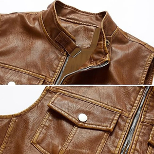 Gilet en cuir sans manches pour homme grande taille, style motard, en cuir de vachette, prix abordable, OEM - Product Image 5