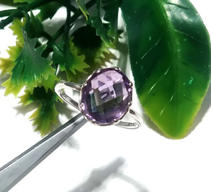 Anillo de Amatista Natural, Anillo de Plata de Ley 925 Sólida Hecho a Mano, Anillo de Joyería con Gema de Cristal Morado - Product Image 4