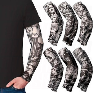 Manchon de tatouage temporaire pour hommes, manches de bras rafraîchissantes longues sans doigts, protection UV antidérapante, manches solaires respirantes - Product Image 5