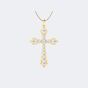 Collar con Colgante de Cruz con Diamantes de Corte Brillante Redondo de 2.30CTW en Oro Sólido - Product Image 1