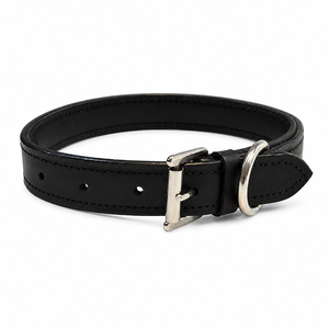 Collar de cuero personalizado para perro con canal vacío, acolchado, duradero, ajustable, con hebilla resistente, venta al por mayor - Product Image 3