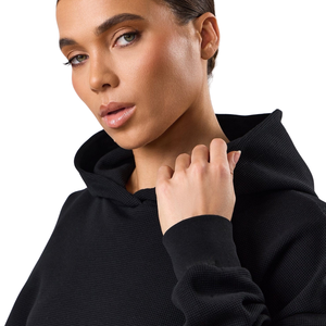 Women's Printed Waffle Knit Hoodie <b>Straight</b> <b>Leg</b> <b>Pants</b> Set Soft Touch Casual Gymwear Athleisure Sportswear Customizable Colors - Product Image 3