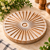Sous-plats ronds modernes en bois pour plats chauds, support de casserole antidérapant, tapis résistant à la chaleur pour casseroles et poêles, 8 pouces, style shabby chic blanc