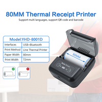 Imprimante thermique portable mini 80 mm pour l'extérieur, 1500 mAh, imprimante thermique sans fil pour reçus, compatible avec iOS, Android, Windows