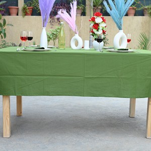 Green Linen <b>Tablecloth</b> Plain Dyed Woven Washable Eco-Friendly Durable Modern Style Solid Color Outdoor Use Wedding Hotel Home - Product Image 4