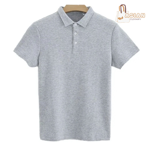 Chemise personnalisée pour homme en polyester/coton tricoté, avec logo frontal uni, séchage rapide, vente en gros, fournisseur OEM ODM - Product Image 1