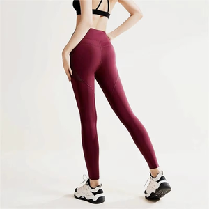 Leggings Deportivos de Yoga de Alta Calidad, Colores Sólidos, Duraderos, Cintura Alta, Malla de Melocotón, Bolsillo Lateral, Tejido Elástico - Product Image 1