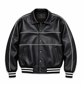 FURAT LEATHERS OEM Manteaux universitaires en peau de mouton personnalisés de haute qualité pour hommes, respirants, à col montant et fermeture éclair, vestes d'automne - Product Image 1