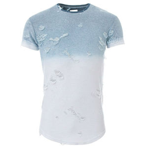 Venta al por mayor de fábrica: Camisetas de hombre 100% algodón con efecto desgastado, manga corta, cuello redondo, lisas, con impresión de logotipo personalizado. - Product Image 3