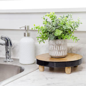 Soporte de madera de mango natural rectangular moderno Juego de 2 elevadores de madera Soporte de exhibición decorativo negro Embellecedor de esmalte Ecológico Durable - Product Image 4