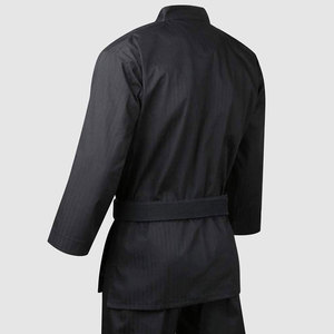 Uniforme de karaté noir pour homme, 100% coton, respirant, coupe régulière, vêtements d'arts martiaux pour adultes, style une pièce - Product Image 2