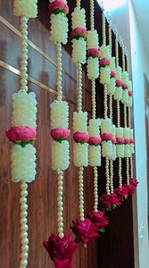 Guirlande florale artificielle suspendue avec perles pour mariage, décoration d'événements à domicile, guirlande décorative légère - Product Image 3