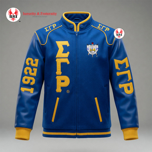 แจ็คเก็ตปักลายมินิมอลสไตล์เมือง Urban Style Sigma Gamma Rho |   เสื้อแจ็คเก็ตแฟชั่นสไตล์วินเทจ SGRho Sorority Greek Crest สำหรับนักแข่ง - Product Image 1