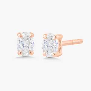 Petites boucles d'oreilles minimalistes en or massif 14K avec diamants ovales de laboratoire sertis à griffes, fermoir poussoir, pour usage quotidien, pour filles, prix d'usine - Product Image 5