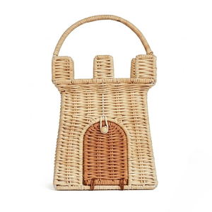 Cesta de Mimbre con Forma de Castillo para Niños, Bolso de Mimbre Moderno, Accesorio Decorativo y Portátil para Almacenamiento, Venta al por Mayor - Product Image 2