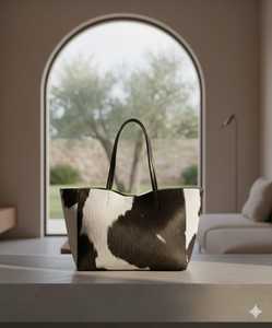 Sac fourre-tout en cuir véritable de qualité supérieure pour femme, avec fourrure, style estival, design de créateur, fermeture ouverte, usage quotidien LHTB-0052 - Product Image 5