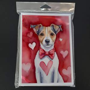 Whimsical A7 Tamaño 5x7 Jack Russell Terrier My Valentine Tarjetas de felicitación Pack 8 Tarjetas de nota en blanco con sobres - Product Image 3