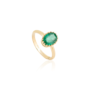 Colección Fina Hecha a Mano, Anillo de Compromiso con Piedra Única de Esmeralda Zambiana de 2 Ct. con Corte Ovalado, Joyería de Oro Amarillo Real de 18K - Product Image 3
