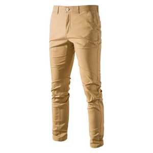Pantalon chino élégant à taille haute et fermeture éclair, léger, 100 % coton, pour homme, vêtement décontracté tendance, vente en gros, exportation OEM - Product Image 1