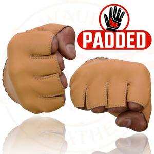 Gants de moto en cuir véritable marron sans doigts, cloutés, pour motards, vente en gros OEM, fournisseur - Product Image 4